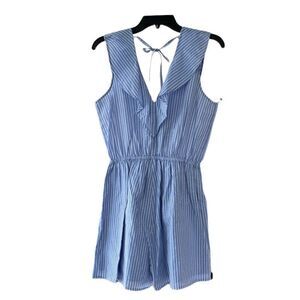 JACK BB DAKOTA light blue white striped elastic waist tie ruffle wrap front
